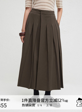 播商场同款摩登中性风宽松裙裤女24春秋气质高腰长裤BDR3KD1853