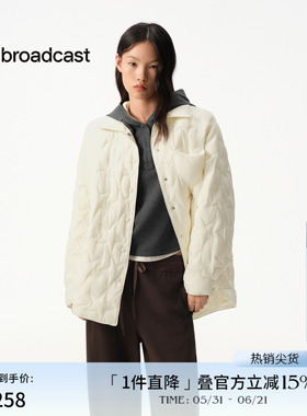 播商场同款白色短款几何绗线鹅绒服女冬新款保暖外套BDS4RD3151