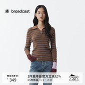 播条纹休闲polo领针织衫 女秋季 气质拼接毛衣DDS4SD5187