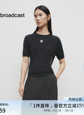播商场同款修身针织短袖女春秋新款圆领提花显瘦上衣BDS1SD1275