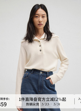 【100%羊毛】播商场同款休闲软糯针织衫女秋新薄款毛衣BDR4SD3803