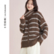 秋冬外穿宽松毛衣外套冬装 十月妈咪孕妇立领条纹拉链开衫 2025新款