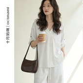 上衣夏装 十月妈咪孕妇衬衫 口可调节雪纺衫 春夏外穿宽松袖 2026新款