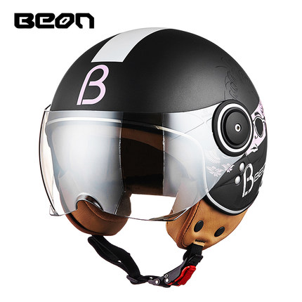 BEON摩托车头盔复古个性酷男女电动车半盔半覆式夏季跑盔轻便四季