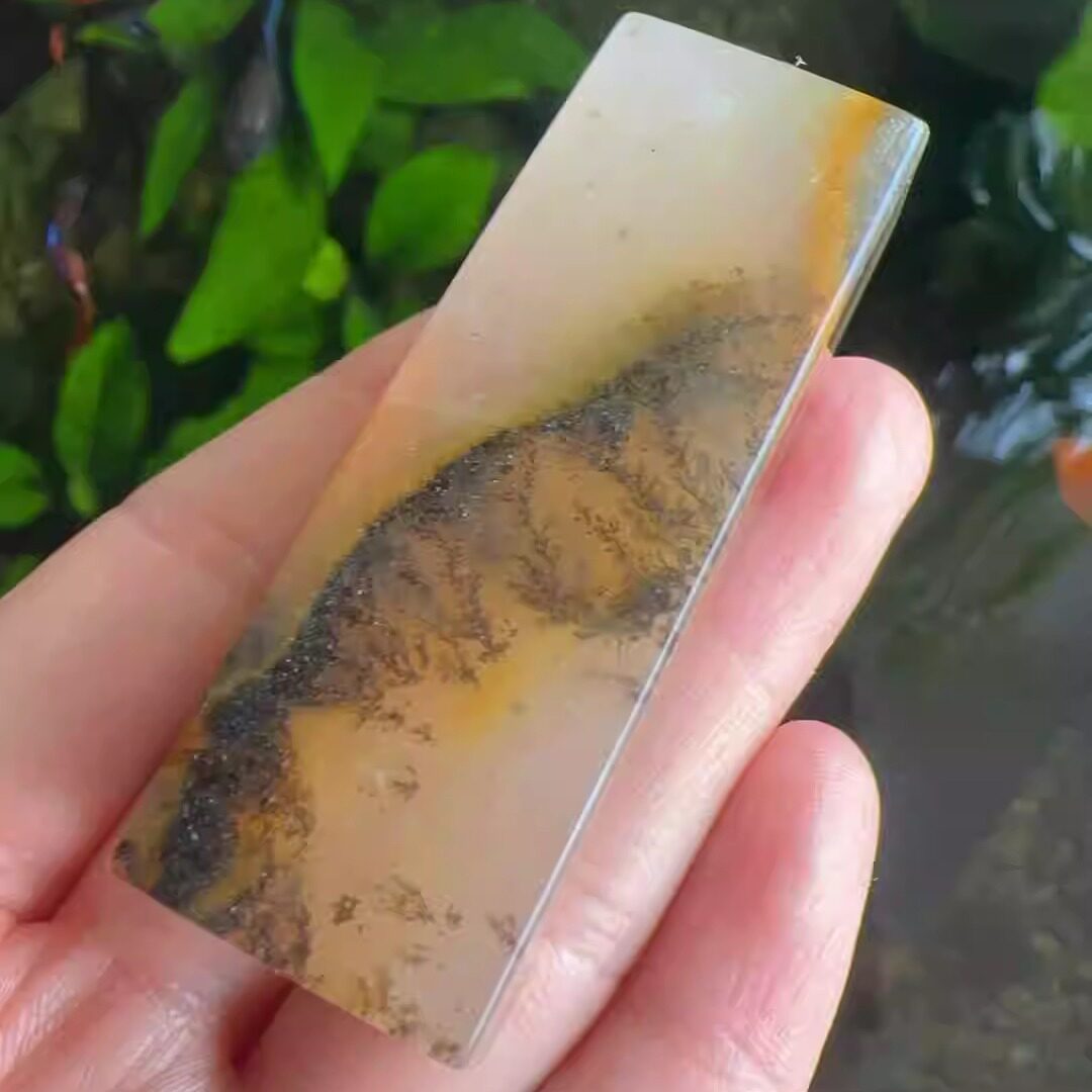 杨玉家云南天然黄龙玉水草花平安无事牌印章定制刻字证书新品微瑕