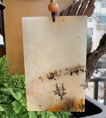 杨玉家天然黄龙玉水草花无事牌