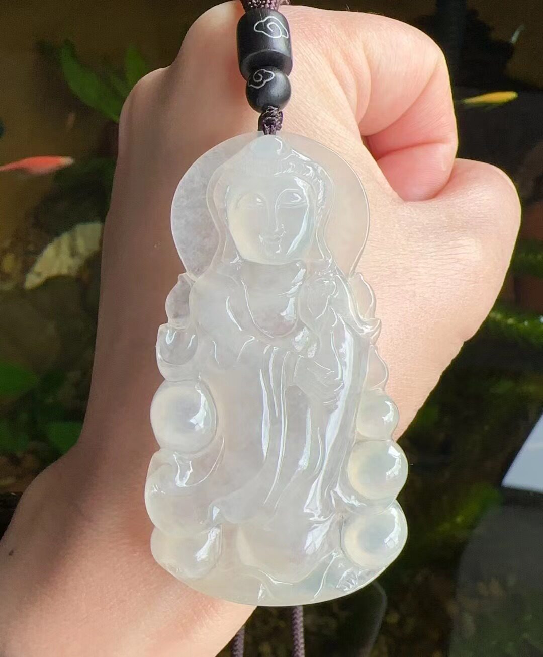 杨玉家缅甸天然A货翡翠冰种老坑正装净瓶观音吊坠挂件证书送礼新