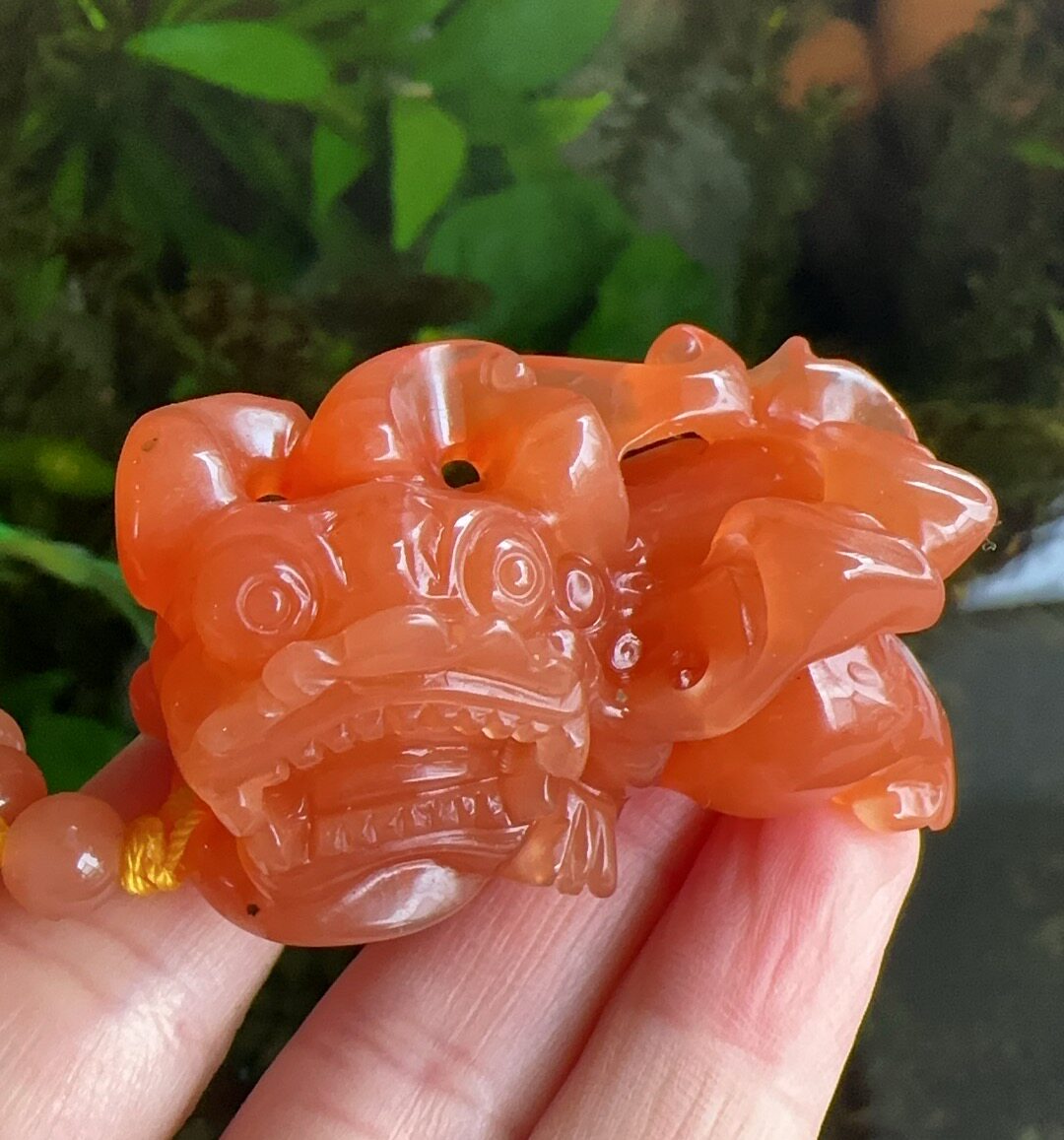 杨玉家云南天然黄龙玉冰种胭脂红霸王貔貅挂件毛衣链证书送礼新款