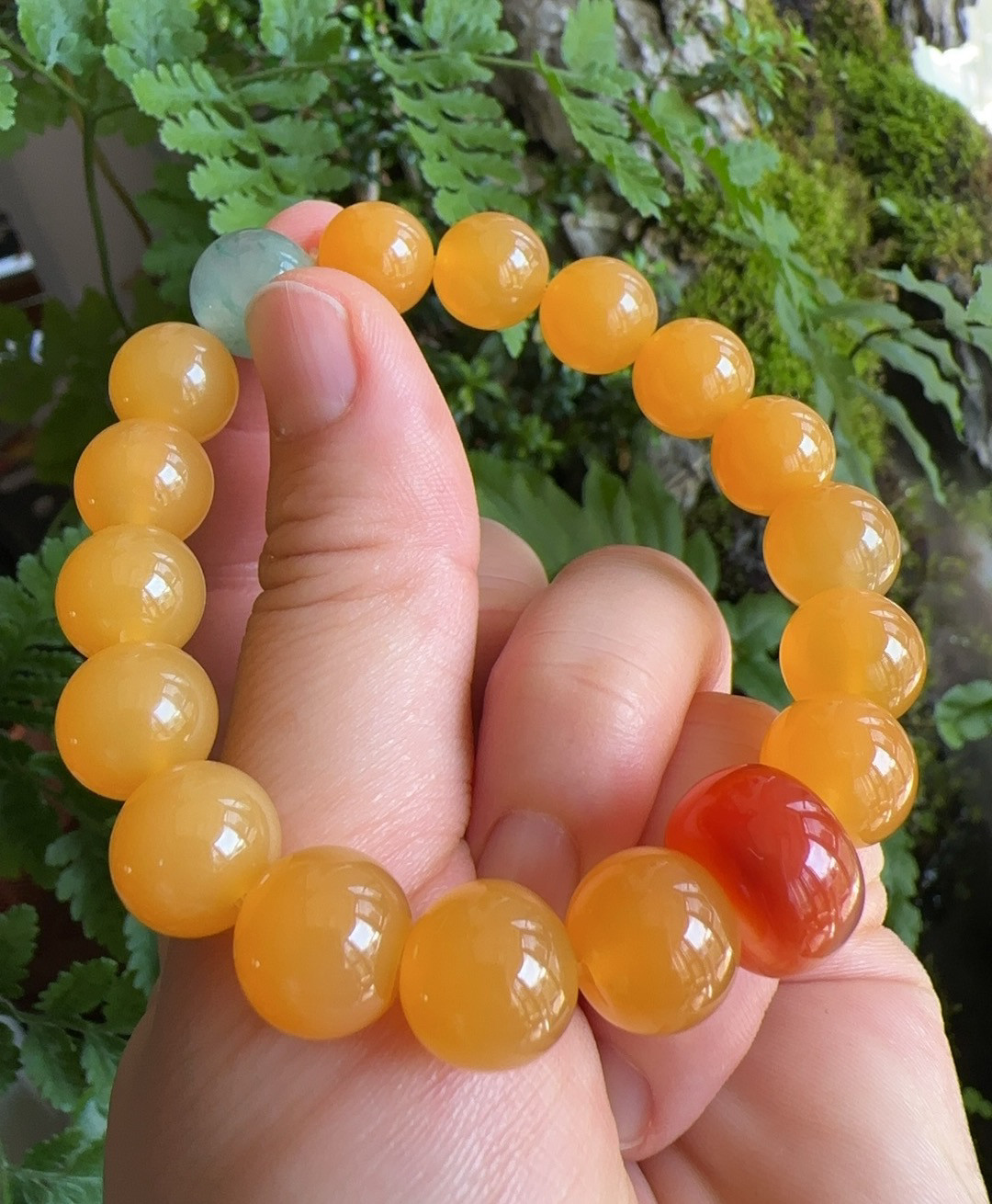 杨玉家天然鸡油黄龙玉南红玛瑙非洲翠福禄寿男女士圆珠手串证书新