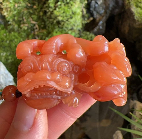 杨玉家云南天然黄龙玉胭脂红冰种满色霸王貔貅毛衣链挂件证书新品