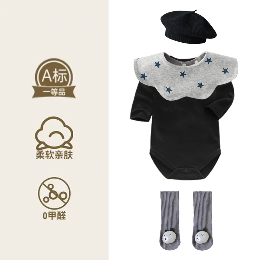 新款婴幼儿套装宝宝包屁衣百天满月拍照小月龄哈衣柔软连体衣服