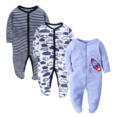 热销新生儿连体衣纯棉春秋爬爬
