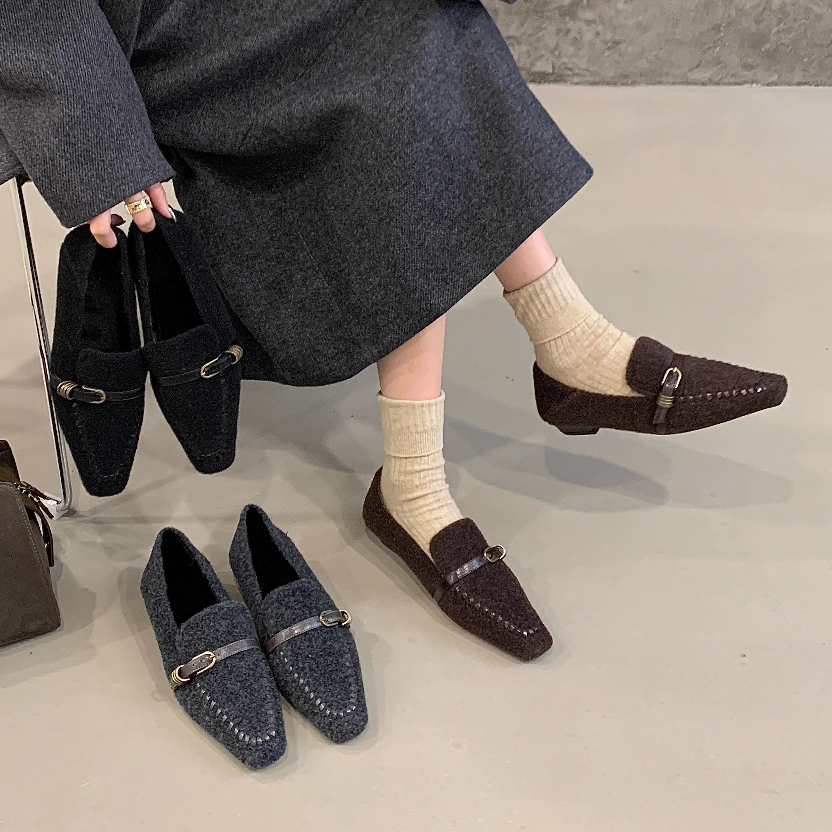 2025秋冬新款冬季低跟尖头粗跟加绒保暖加绒浅口平底毛毛鞋女棉鞋,女鞋,浅口单鞋,淘宝优惠券,粉丝福利购,淘宝优惠卷
