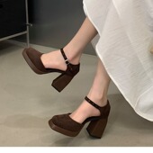 小个子增高防水台凉鞋 2026春夏季 超高跟鞋 粗跟厚底玛丽珍鞋 子 新款