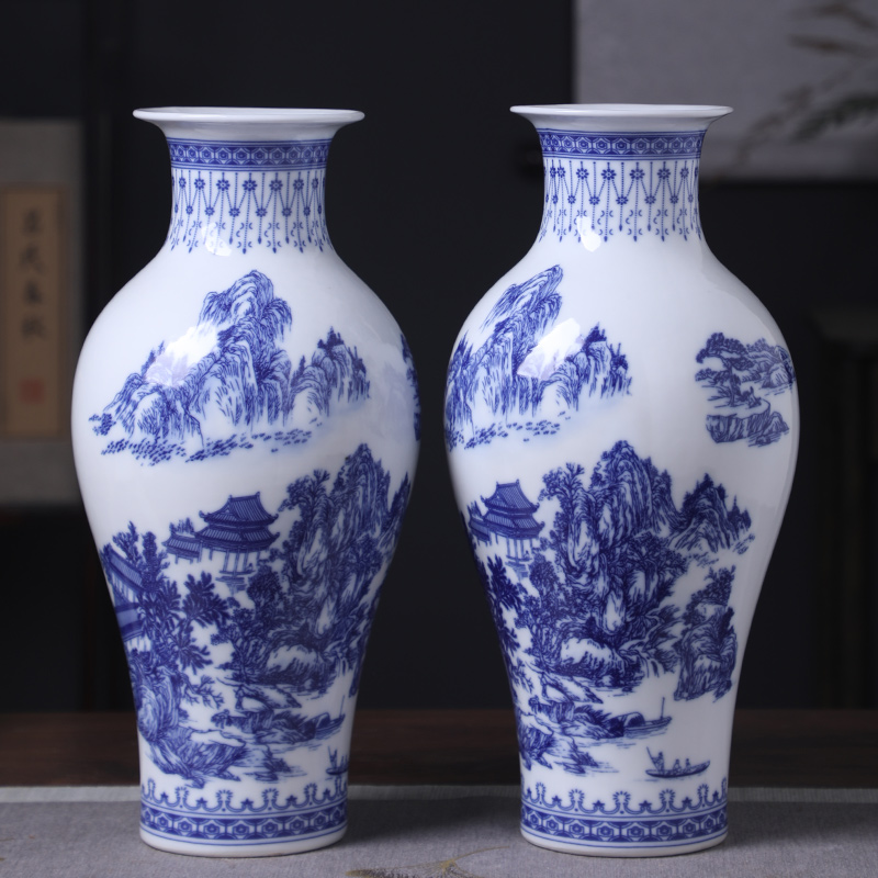 鸿轩水晶中式陶瓷景德镇客厅花瓶