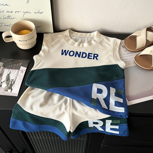 新款2026春季华夫格背心套装男童女童休闲短裤家居服运动无袖夏装