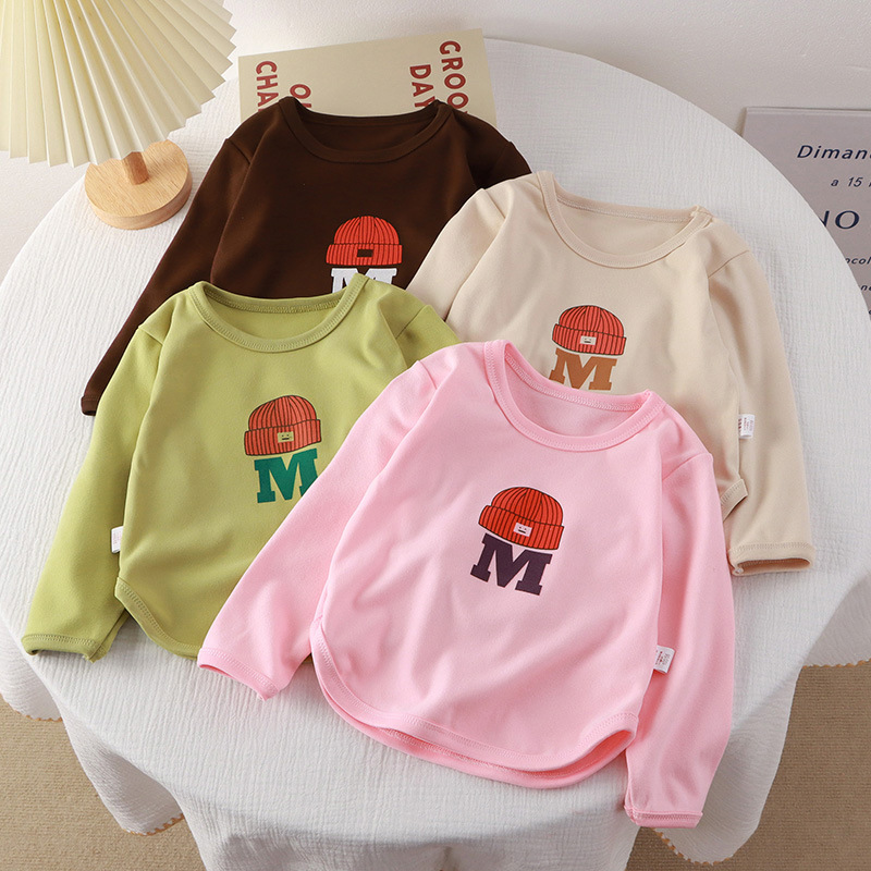 儿童德绒打底衫秋冬女童德绒长袖T恤宝宝秋衣保暖衣男童德绒上衣m