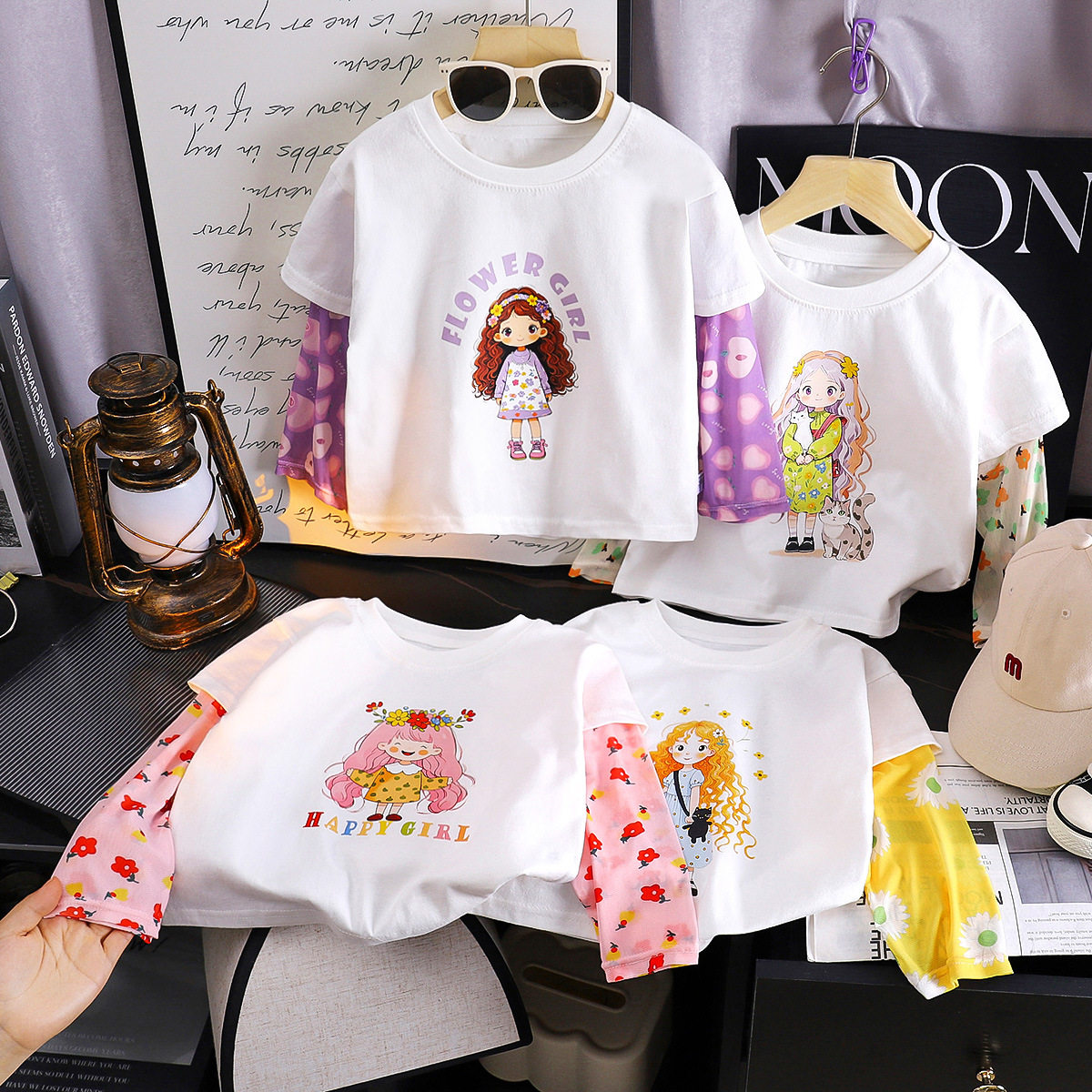 女童儿童夏季宝宝防晒袖T恤韩版卡通人物印花薄款长袖上衣童装