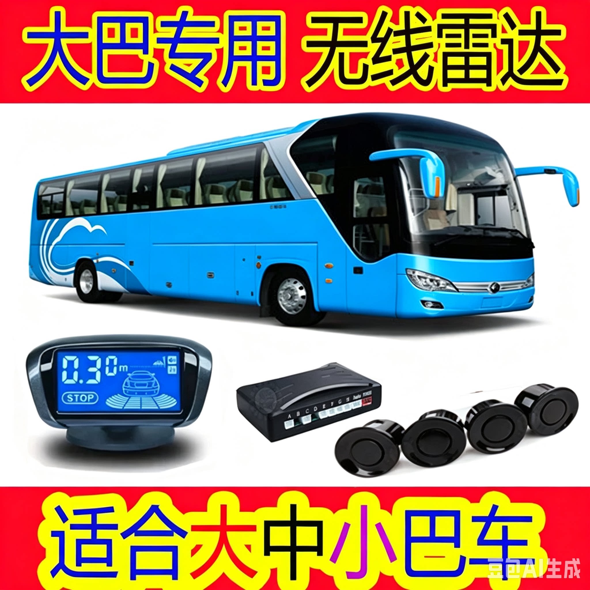 24伏大巴货车无线倒车雷达公交倒车雷达