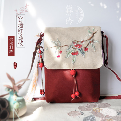 春夏新品文艺复古棉麻女小方包