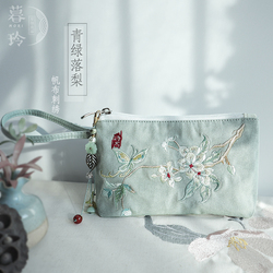 布艺古风拉链刺绣钥匙笔袋手拿包