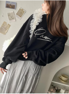 class1cal2025冬季 后背字母刺绣加绒宽松百搭卫衣