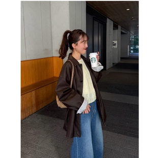 DC2026春季 皮衣外套 复古老钱风气质中长款