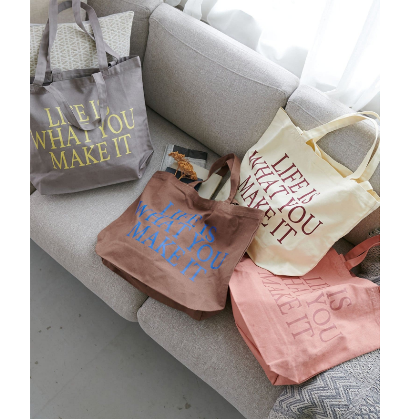 DC2025冬季 扎实纯棉字母配色购物袋帆布包