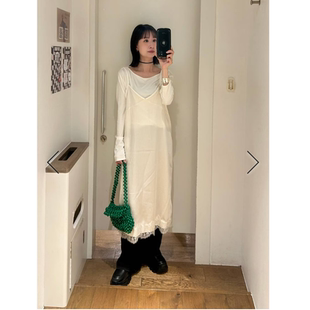 JS2026早春 豹纹蕾丝拼接边V领气质吊带连衣裙OP