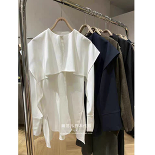 小松本2025秋冬 高密度垂感宽松大荷叶领宽袖衬衫