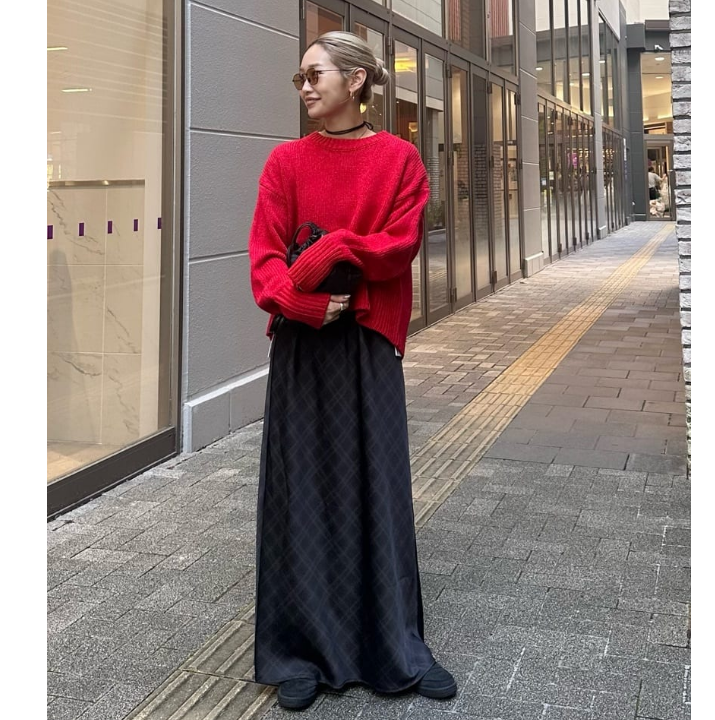 CP2025冬季 人气翻单wang 复古格纹配色长款半身裙