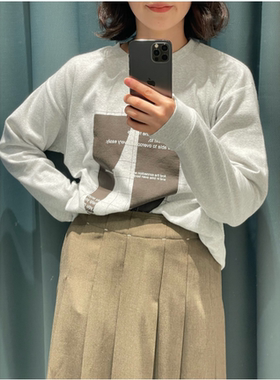 K*F2025秋冬 简约字母印花磨毛感敲柔软亲肤长袖T恤