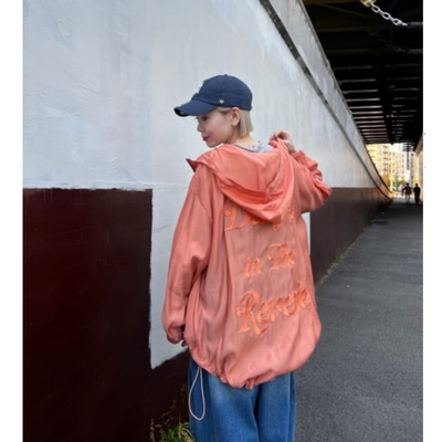 RC2026春夏 后背字母刺绣轻薄再生纤维连帽夹克外套