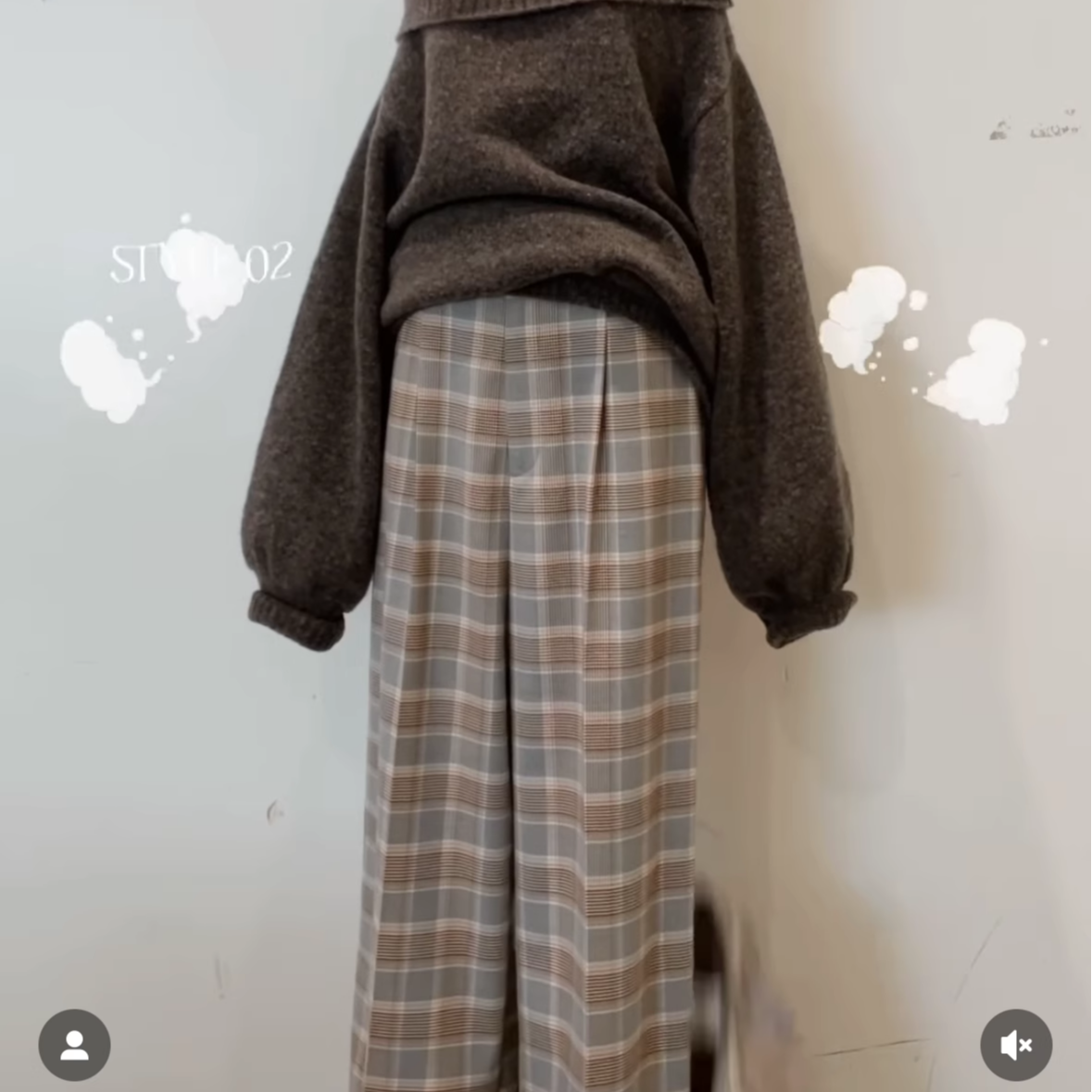 中高腰复古气质长裤两件套