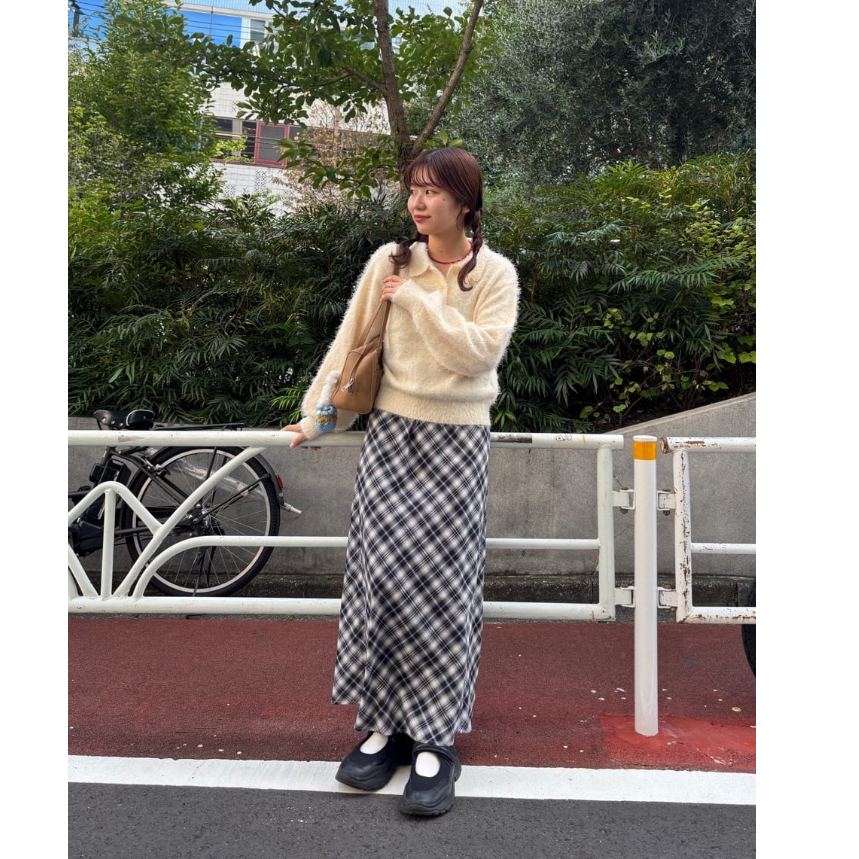 DC2025秋冬 复古配色格纹长款吊带连衣裙OP