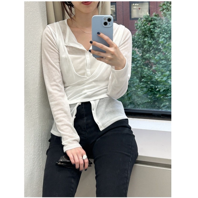 SN2025夏季 予约人气款 独立两件套 透感纹理小衫QC