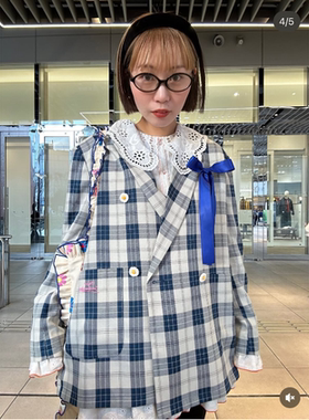 CP2026春夏 别注字母配色刺绣格纹太阳花扣西装外套