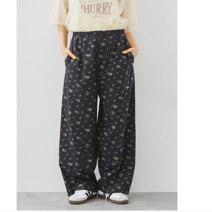 SM2025夏季 舒适纯棉质地小碎花松紧腰直筒休闲裤