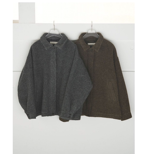 anu@e2025冬季 复古简约小翻领毛呢外套QC