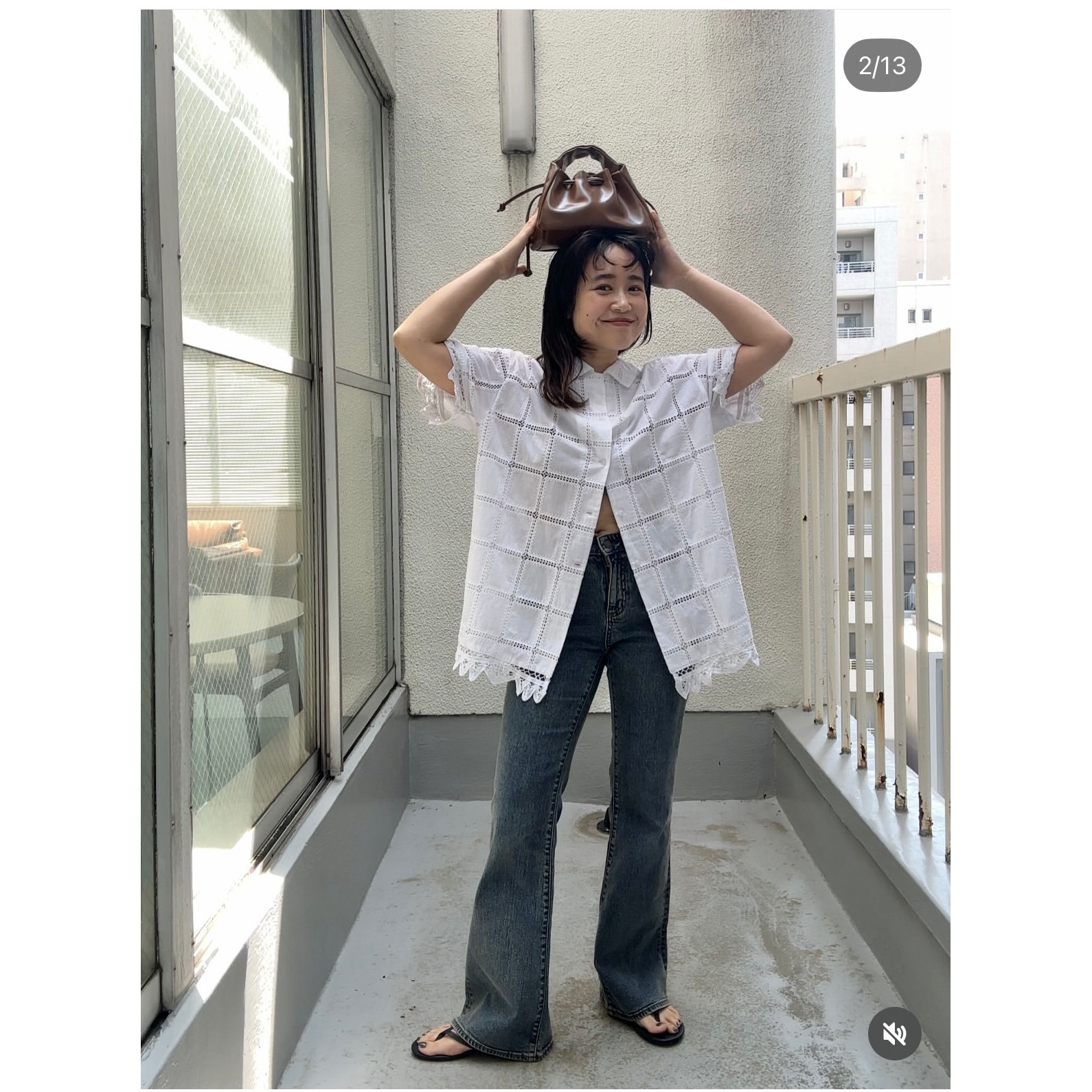 K*F2026夏季 画报款 重工方格刺绣花边衣摆短袖衬衫