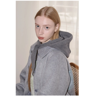 idem2024冬季 针织系带帽QC 敲减龄围巾帽子两用