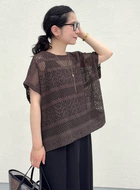 K*F旗下 2026夏季 镂空钩花蝙蝠袖小衫