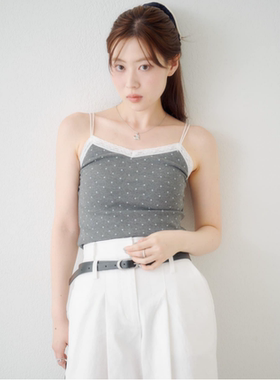 kas2026夏季 刚需蕾丝边细坑条胸垫双根肩带美背 吊带