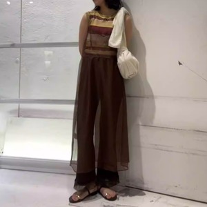 K*F2024秋冬 异素材小格子叠穿吊带连衣裙OP