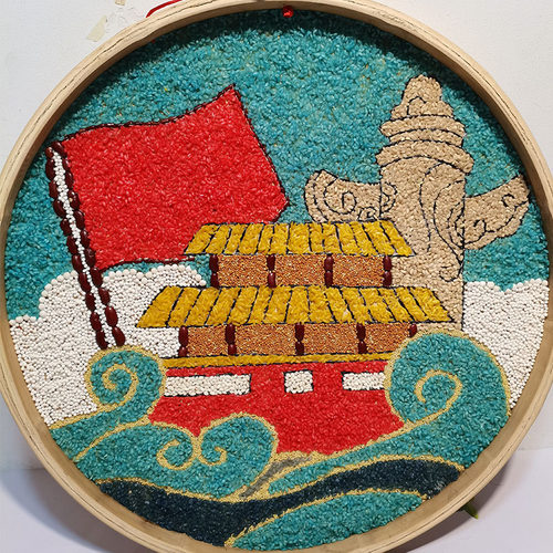 五谷杂粮画豆子画米画50厘米竹筛