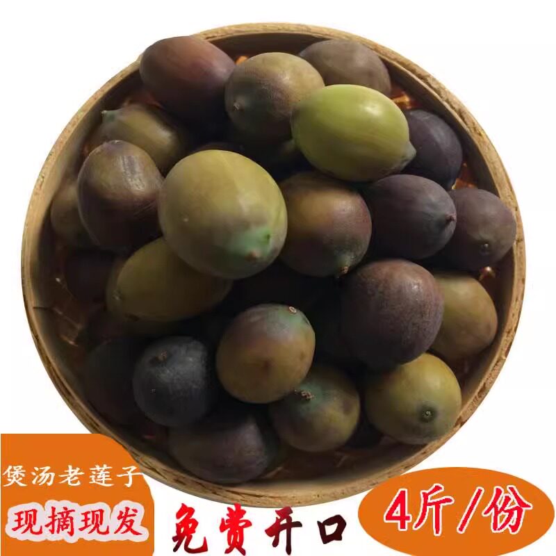 老莲子新鲜现摘成熟莲子米带壳酱色褐色粉糯湖北洪湖特产4斤湘莲