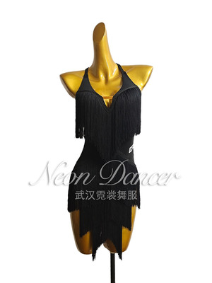 Neon Dancer 新款女拉丁舞服 星光Liza流苏吊带连衣裙 艺考服