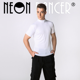 NEON DANCER 男士拉丁舞服 高领短袖练习上衣 水晶棉面料