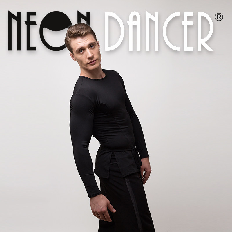 NEON DANCER 新款男士拉丁舞上衣 成人摩登国标舞服练功长袖上衣