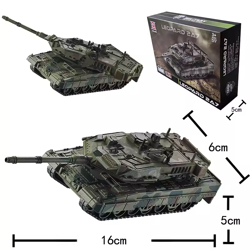 1:72豹2A7歼坦克99式20F35战斗机SU57飞机模型事拼装积木玩具